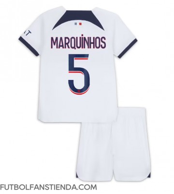 Paris Saint-Germain Marquinhos #5 Segunda Equipación Niños 2023-24 Manga Corta (+ Pantalones cortos)